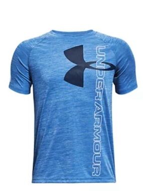 Under Armour HeatGear Tee - Boys YXL, Light Blue - Logo Performance Shirt